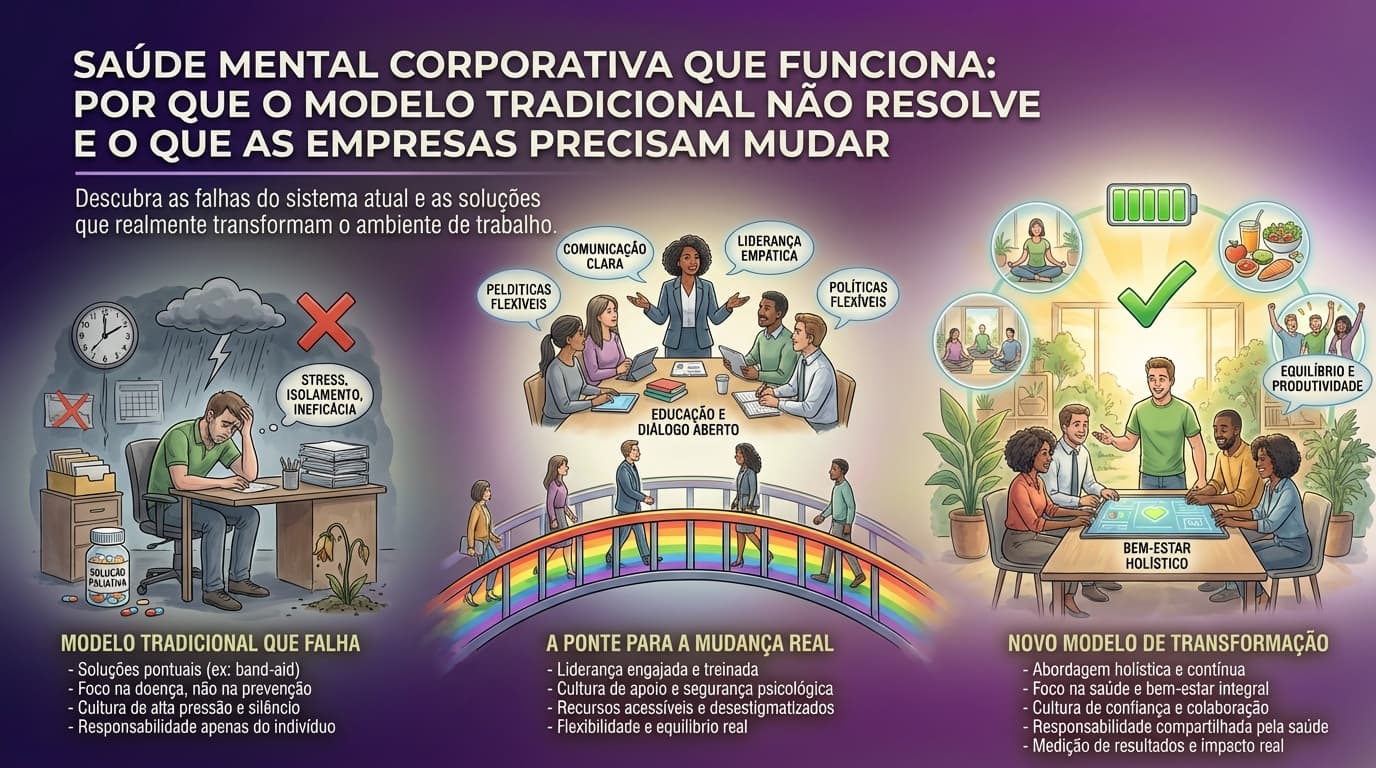 Saúde mental corporativa que funciona: por que o modelo tradicional não resolve e o que as empresas precisam mudar
